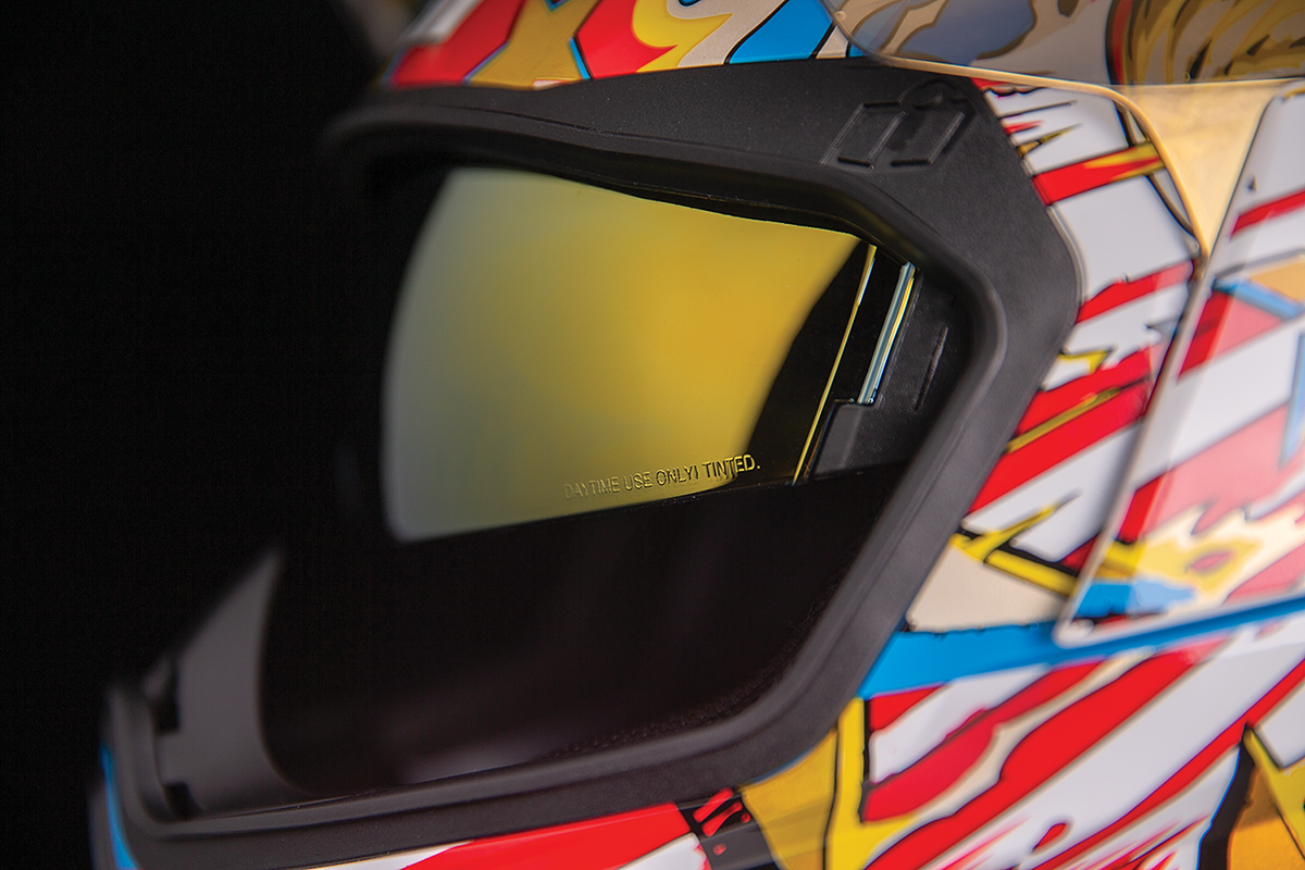 Bill's Exhausts ICON Airflite™ Helmet in Gold, small size, featuring a sleek design and bold graphics for motorcycle safety and style.