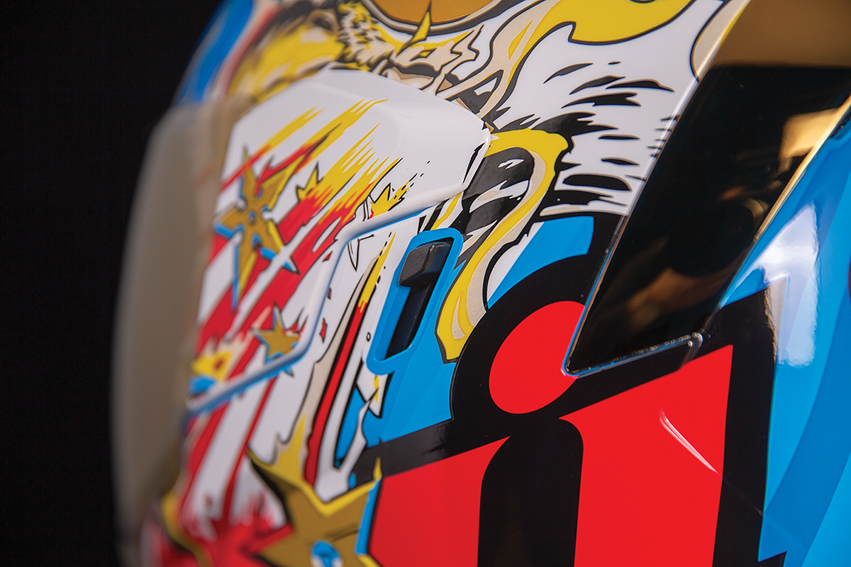 Bill's Exhausts ICON Airflite helmet in Gold, small size, featuring a sleek design and full face coverage for motorcycle riding.