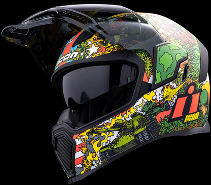 Green ICON Airflite™ GP23 helmet in XS size, featuring a sleek design and aerodynamic shell for motorcycle riding.