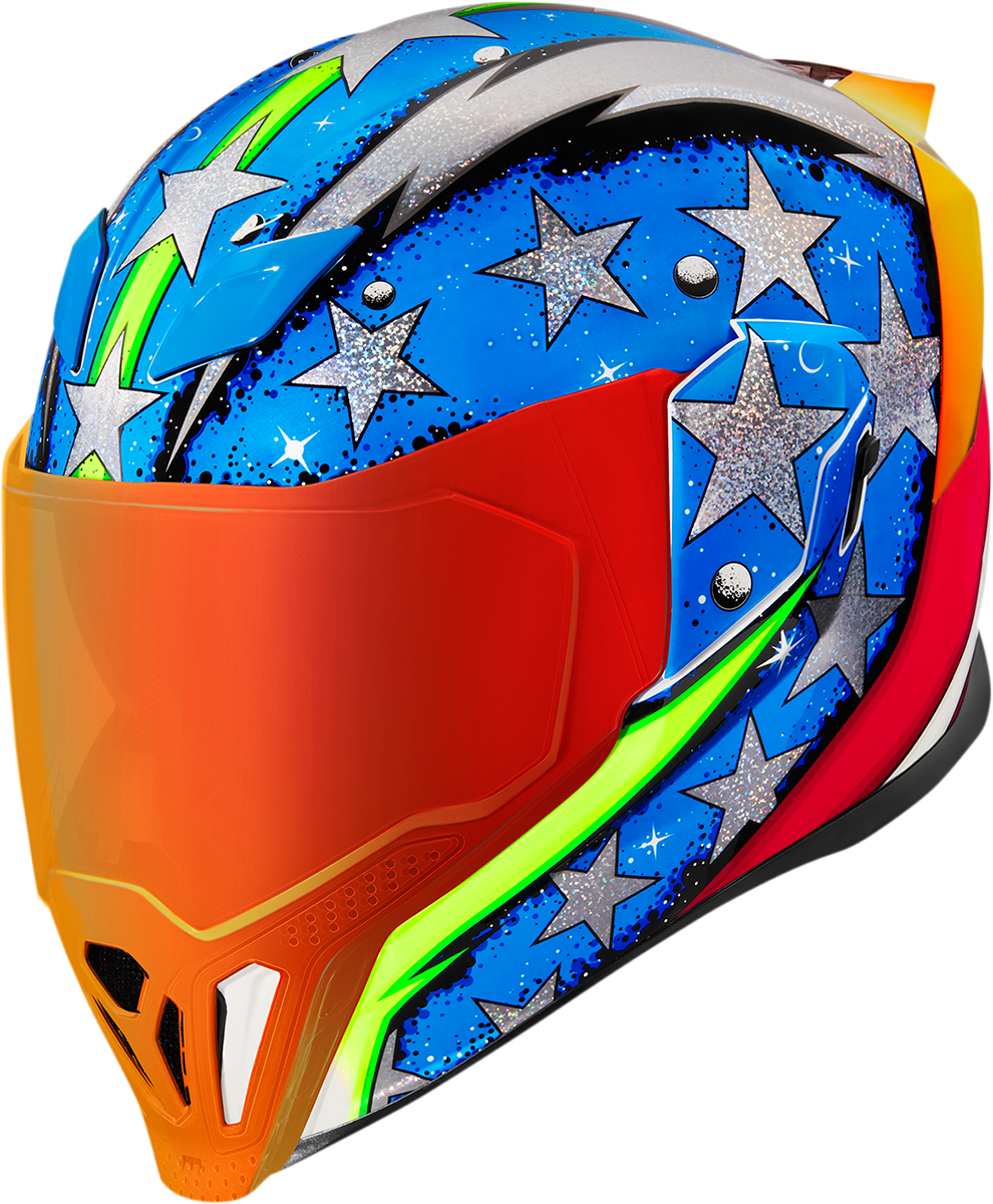 Bill's Exhausts ICON Airflite™ Helmet SF Glory large helmet with sleek design and clear visor for motorcycle riding.