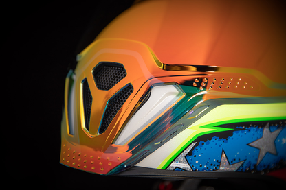 Bill's Exhausts ICON Airflite SF Helmet in Glory design, small size, showcasing sleek aerodynamic helmet with detailed graphics.