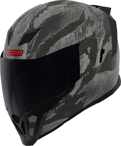 Gray ICON Airflite™ Helmet with Tiger's Blood design, MIPS® safety feature, medium size, featuring aerodynamic venting and sleek styling.