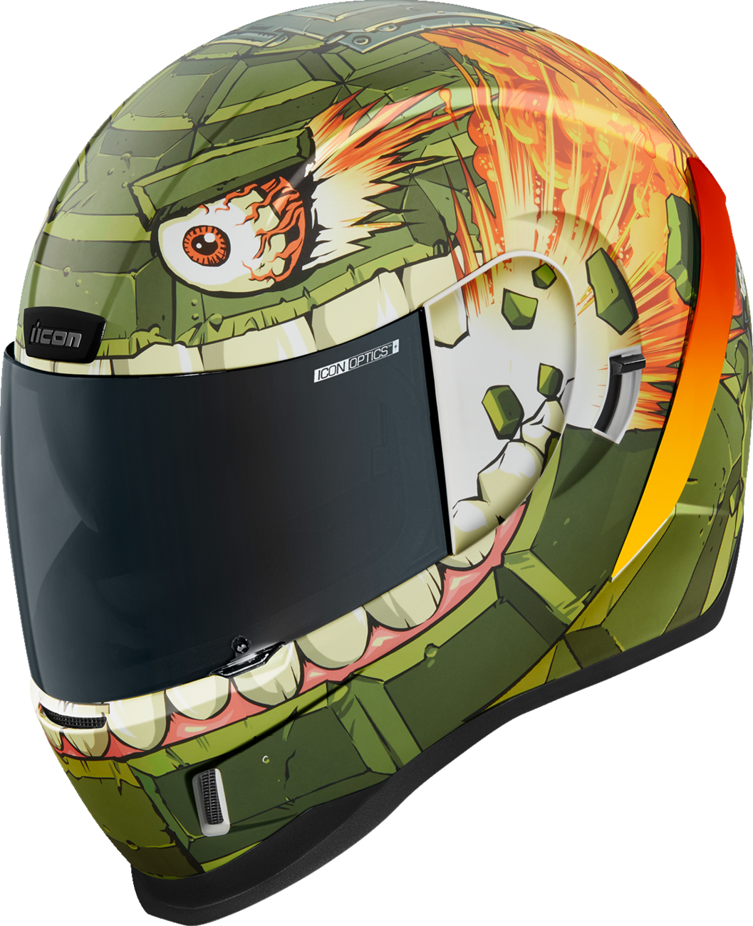 ICON Airform™ Helmet Grenadier in green, small size, featuring a sleek motorcycle helmet design with ventilation and aerodynamic features.