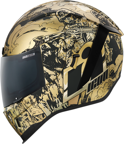 ICON Airform Guardian helmet in gold, small size, featuring a sleek helmet design with branding details.