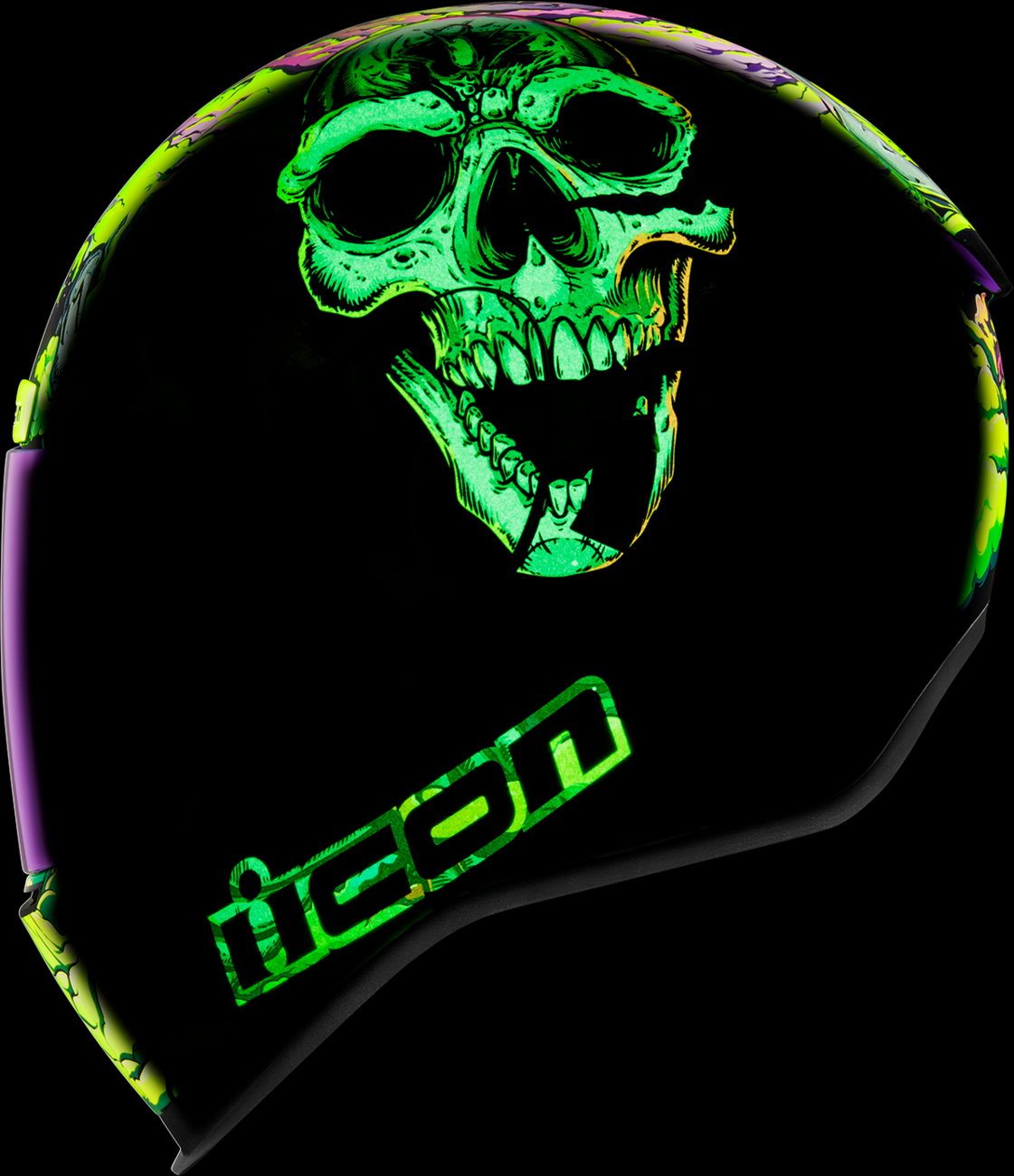ICON Airform™ Helmet in purple with Hippy Dippy design, XS size, featuring a sleek helmet style from Bill's Exhausts