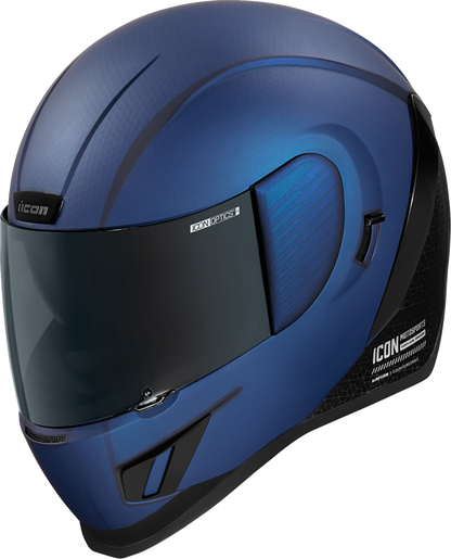Blue ICON Airform™ Helmet with MIPS® technology in 2XL size, featuring a sleek Counterstrike design for motorcycle safety.