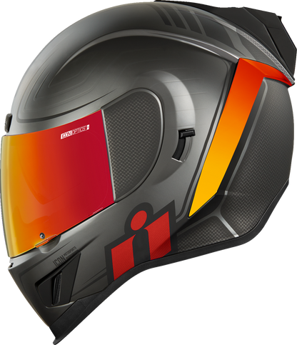 Red ICON Airform™ Helmet in XS size, designed by Bill's Exhausts, featuring a sleek helmet shape with bold graphics.