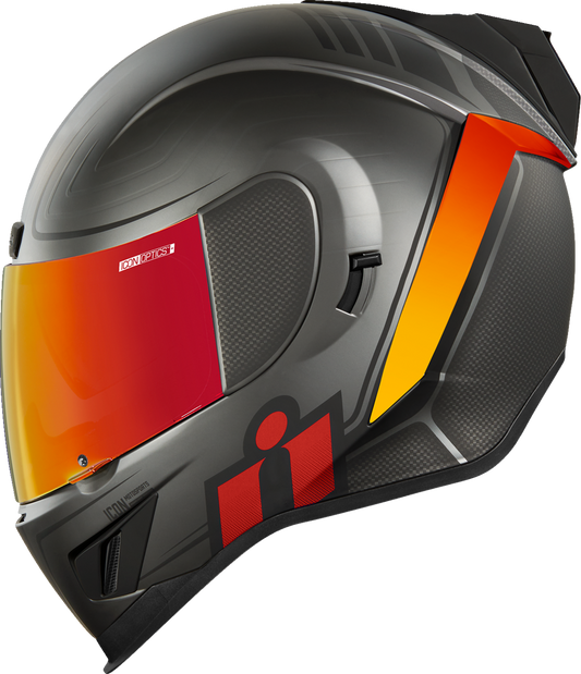 Red ICON Airform™ Helmet in XS size, designed by Bill's Exhausts, featuring a sleek helmet shape with bold graphics.