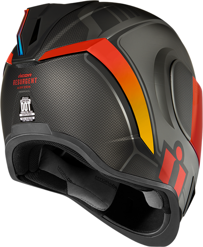 Red ICON Airform™ Helmet in XS size with Resurgent design, featuring sleek helmet shape and bold color, by Bill's Exhausts.