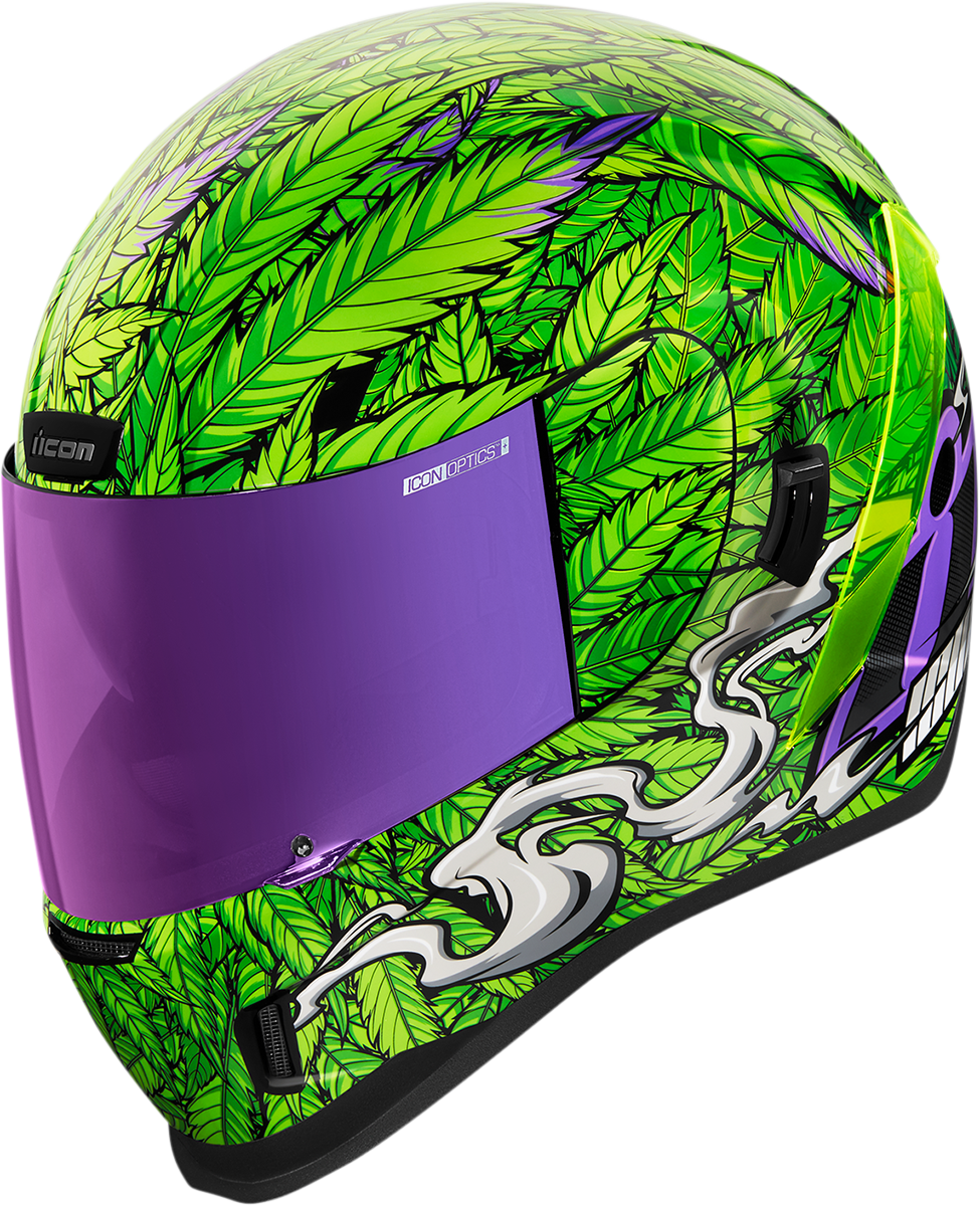 Bill's Exhausts ICON Airform™ Helmet Ritemind Glow™ in green, 2XL, with sleek helmet design and glowing accents.