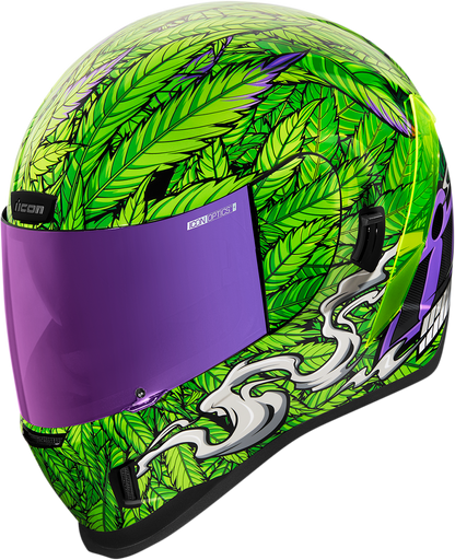Bill's Exhausts ICON Airform™ Helmet Ritemind Glow™ in green, 2XL, with sleek helmet design and glowing accents.