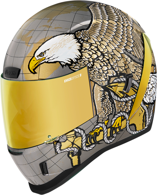 Bill's Exhausts ICON Airform™ Helmet Semper Fi Gold 2XL helmet with sleek design and military-inspired details.