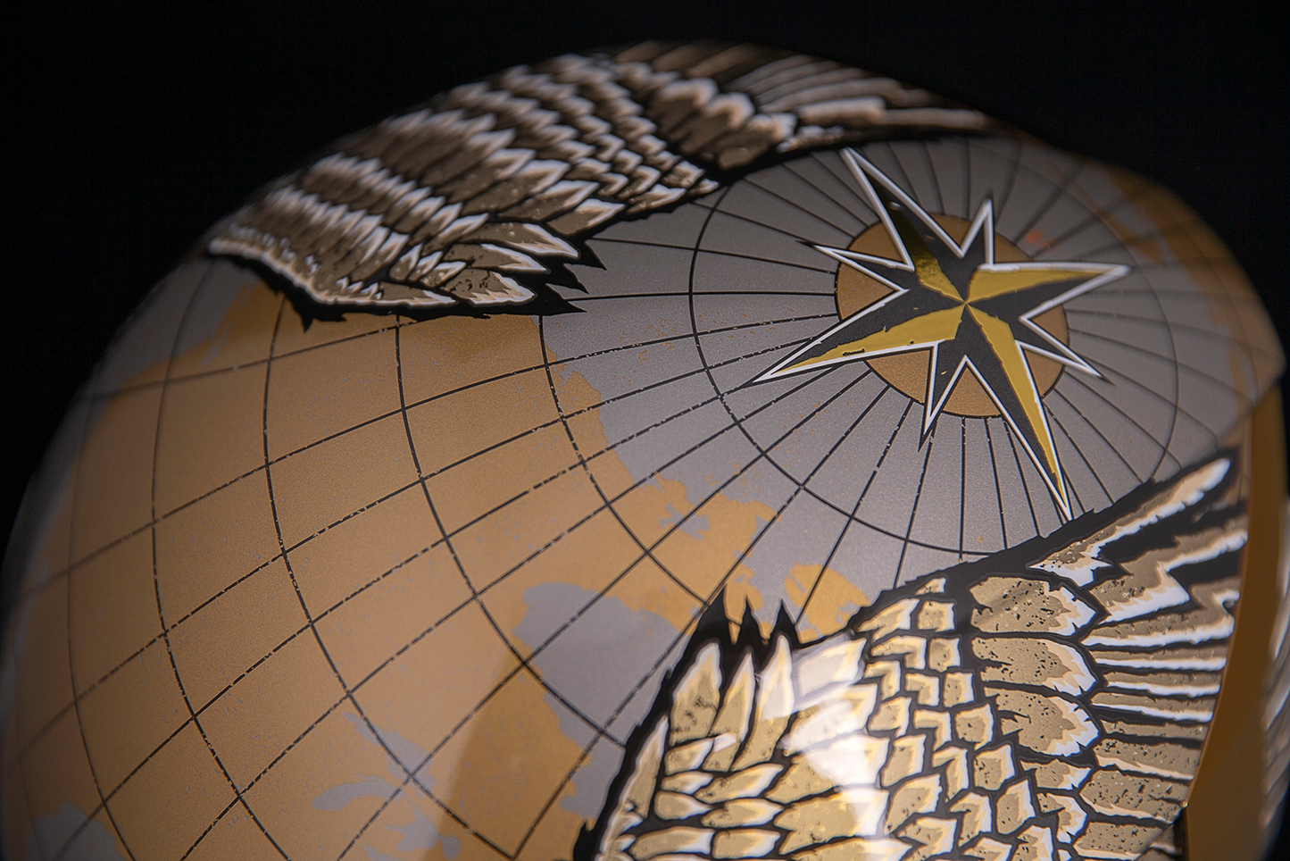 Bill's Exhausts ICON Airform™ Helmet Semper Fi Gold 2XL helmet with military-inspired design and adjustable straps.
