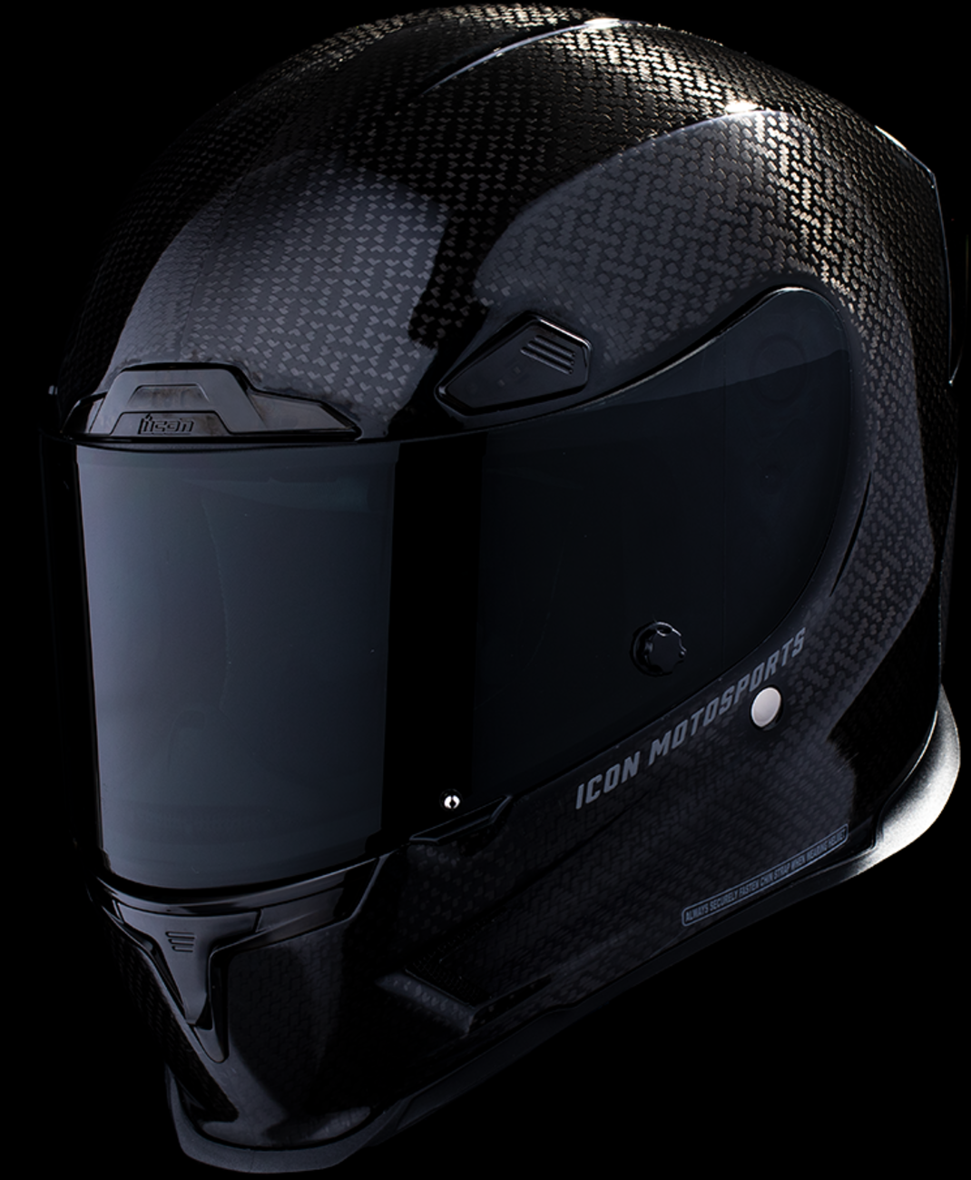 Black ICON Airframe Pro™ helmet in 3XL size with carbon fiber design, featuring aerodynamic vents and sleek styling.