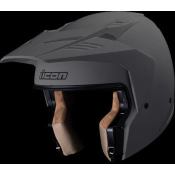 ICON Elsinore™ Helmet in gray, Monotype design, XS size, showcasing the lightweight motorcycle helmet with sleek styling.