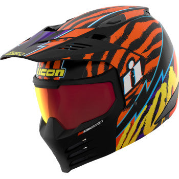 Bill's Exhausts ICON Elsinore™ helmet in Rad Dawn orange, 2XL size, featuring a sleek design and secure strap.
