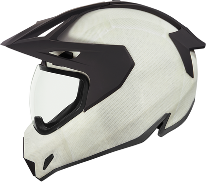 White ICON Variant Pro™ helmet in small size, constructed design, by Bill's Exhausts, shown in a front view.