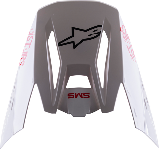 Alpinestars SM5 helmet visor in white and red, designed for motorcycle helmets, with clear and tinted options visible.