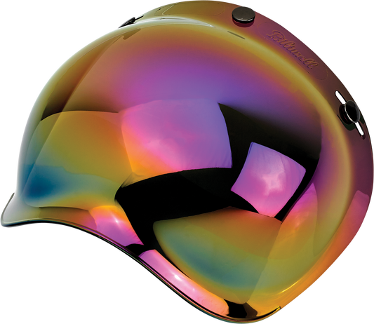 BILTWELL Bubble Shield Rainbow Mirror helmet parts by Bill's Exhausts, showcasing a vibrant rainbow mirrored visor for motorcycle helmets.