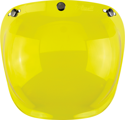 Yellow Biltwell Bubble Shield helmet part for 2001-103 models, designed for motorcycle helmets by Bill's Exhausts.