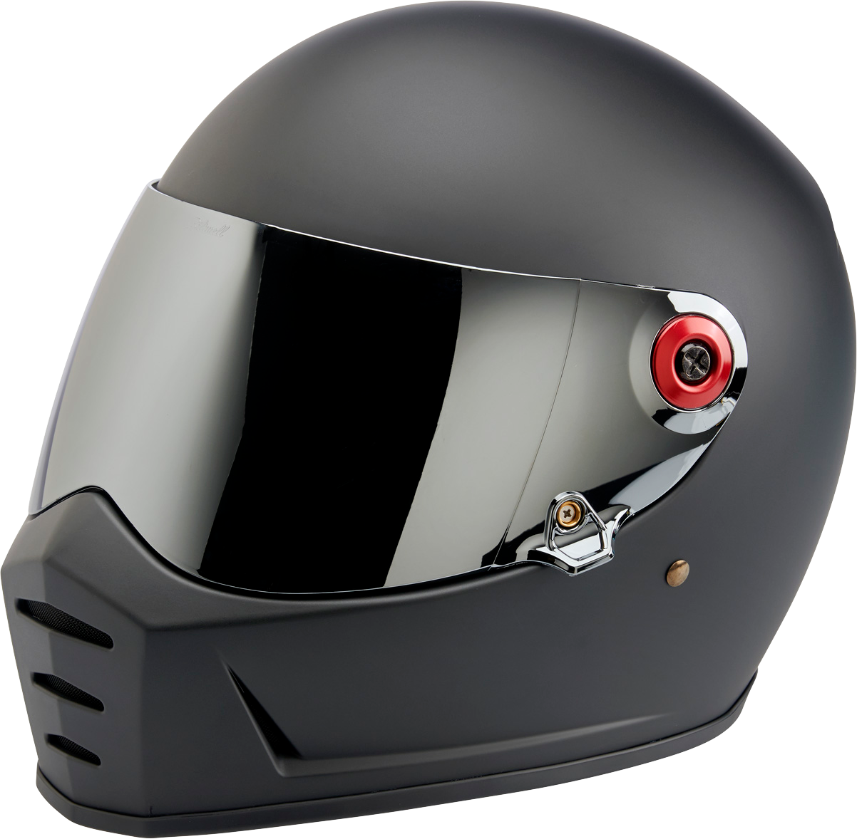 BILTWELL Gen 2 Helmet Hardware Kit with black screw and red baseplate for Bill's Exhausts helmets, part 0034-150-64.