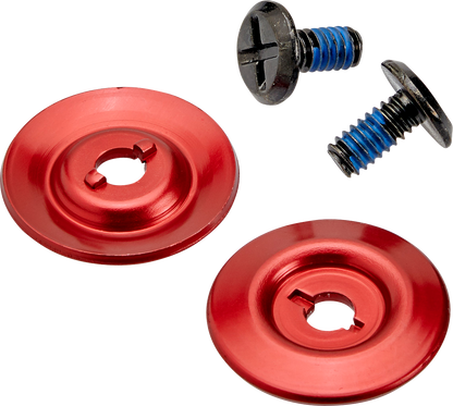 BILTWELL Gen 2 Hardware Kit with black screw and red baseplate for helmets, designed by Bill's Exhausts.