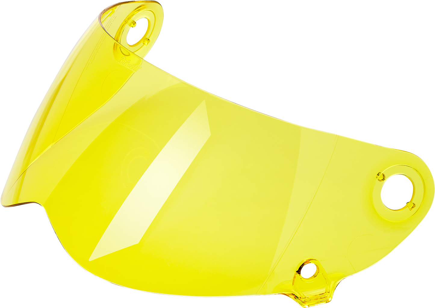 Yellow BILTWELL Lane Splitter Gen 2 helmet shield from Bill's Exhausts, designed for motorcycle helmets, with a clear visor and yellow tint.