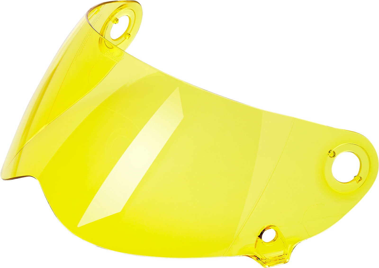 Yellow BILTWELL Lane Splitter Gen 2 helmet shield from Bill's Exhausts, designed for motorcycle helmets, with a clear visor and yellow tint.