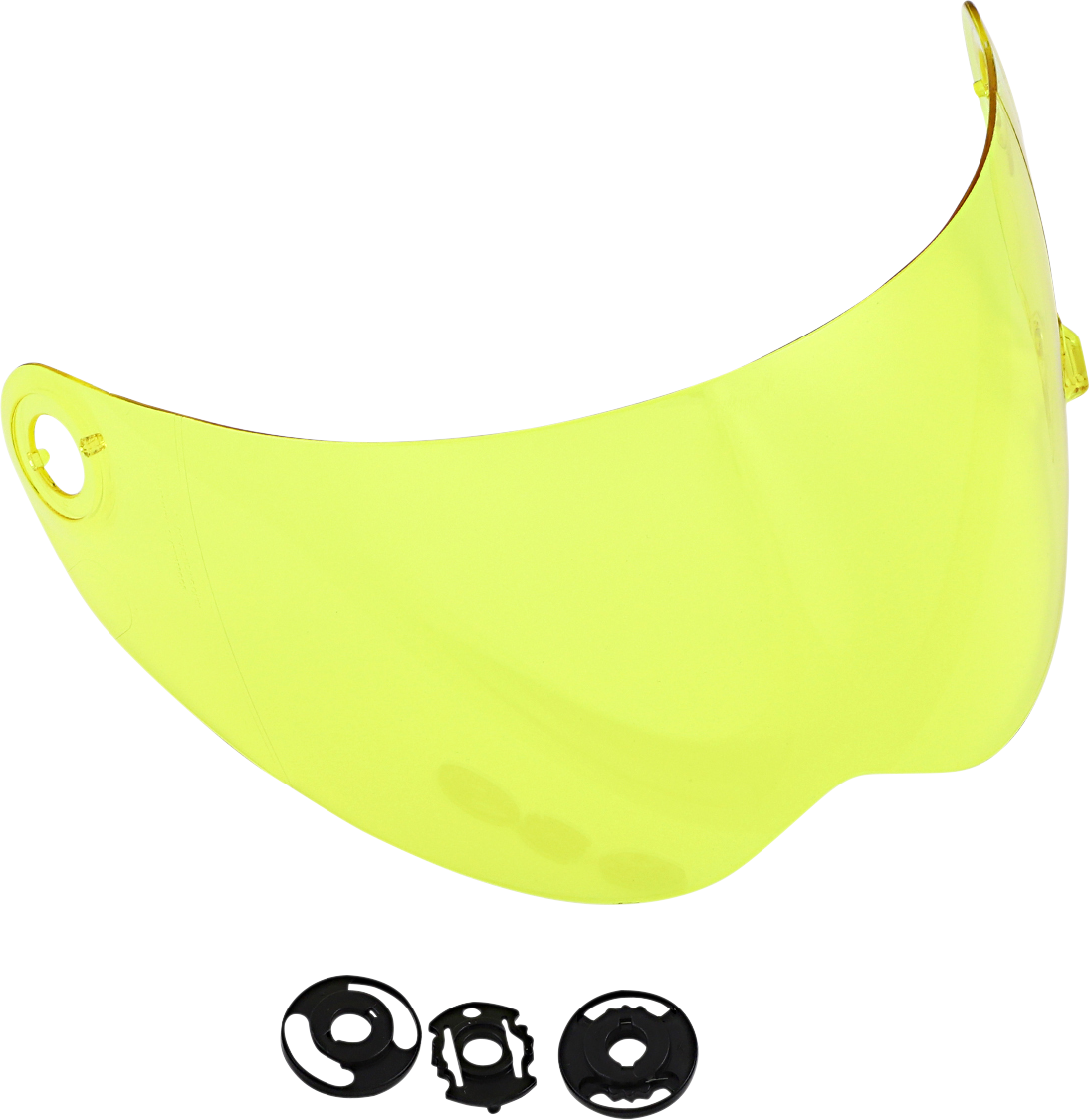 Yellow Biltwell Lane Splitter Gen 2 helmet shield, motorcycle helmet parts, with clear visor and secure mounting edges