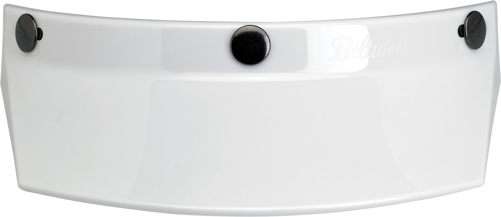 White Biltwell Moto 3-Snap Visor for helmets, motorcycle helmet parts by Bill's Exhausts, designed for secure fit and visibility