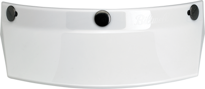 White Biltwell Moto 3-Snap Visor for helmets, motorcycle helmet parts by Bill's Exhausts, designed for secure fit and visibility