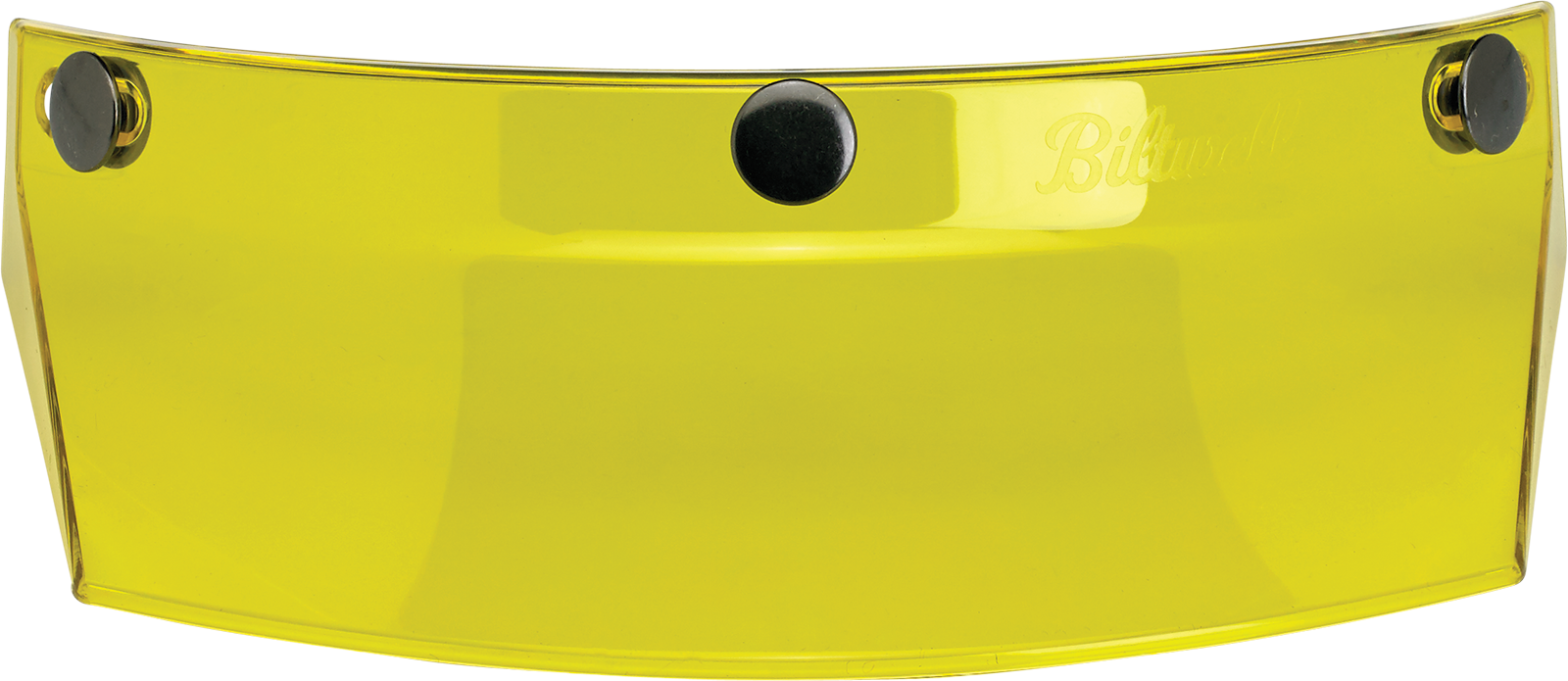 Yellow BILTWELL Moto 3-Snap Visor for helmets, designed for motorcycle helmets, by Bill's Exhausts.