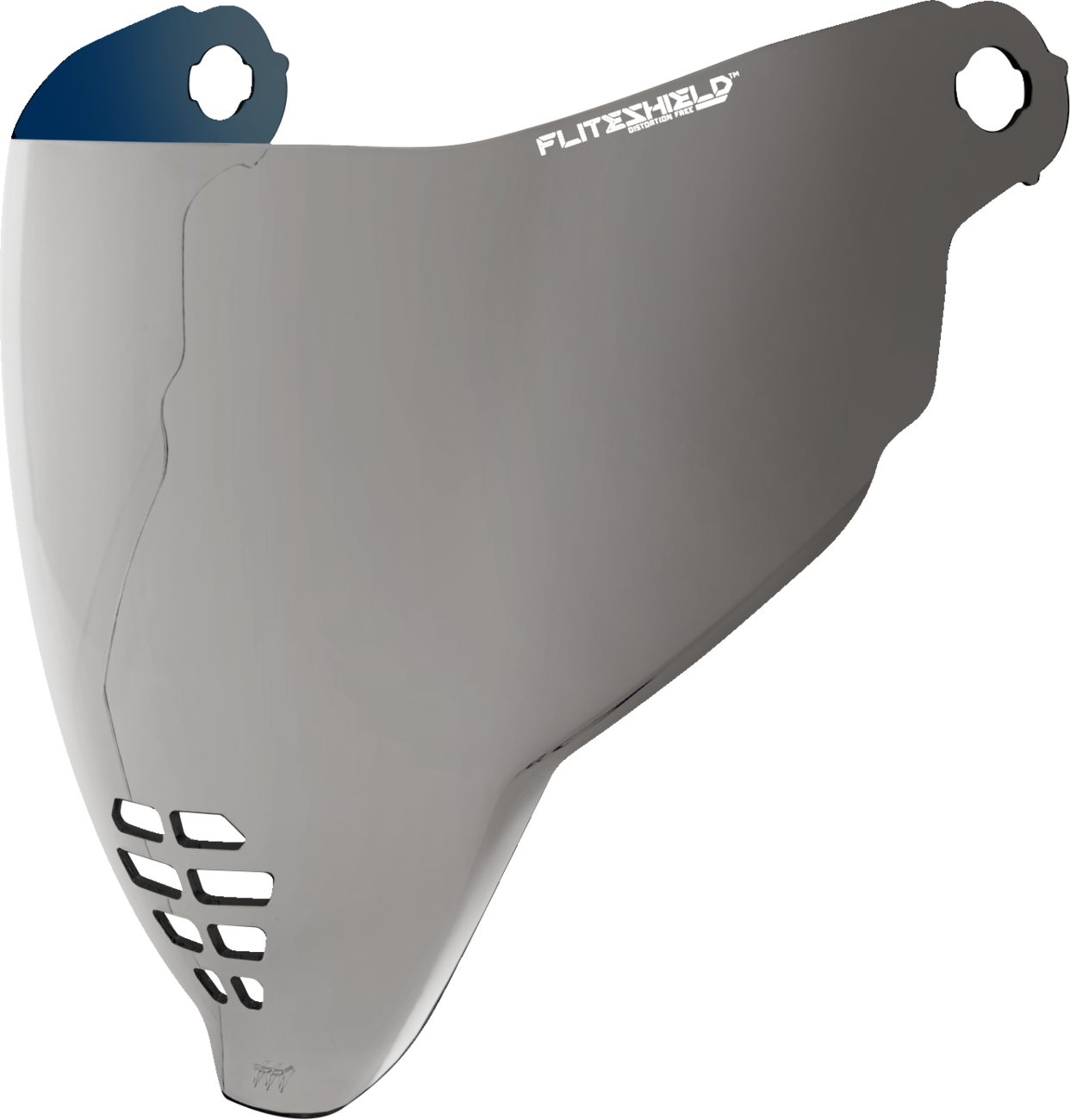 ICON Airflite FliteShield helmet face shield in RST Silver, designed for Bill's Exhausts motorcycle helmets, provides clear eye protection.