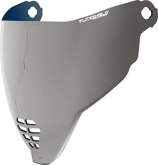 ICON Airflite FliteShield helmet face shield in RST Silver, designed for Bill's Exhausts motorcycle helmets, provides clear eye protection.
