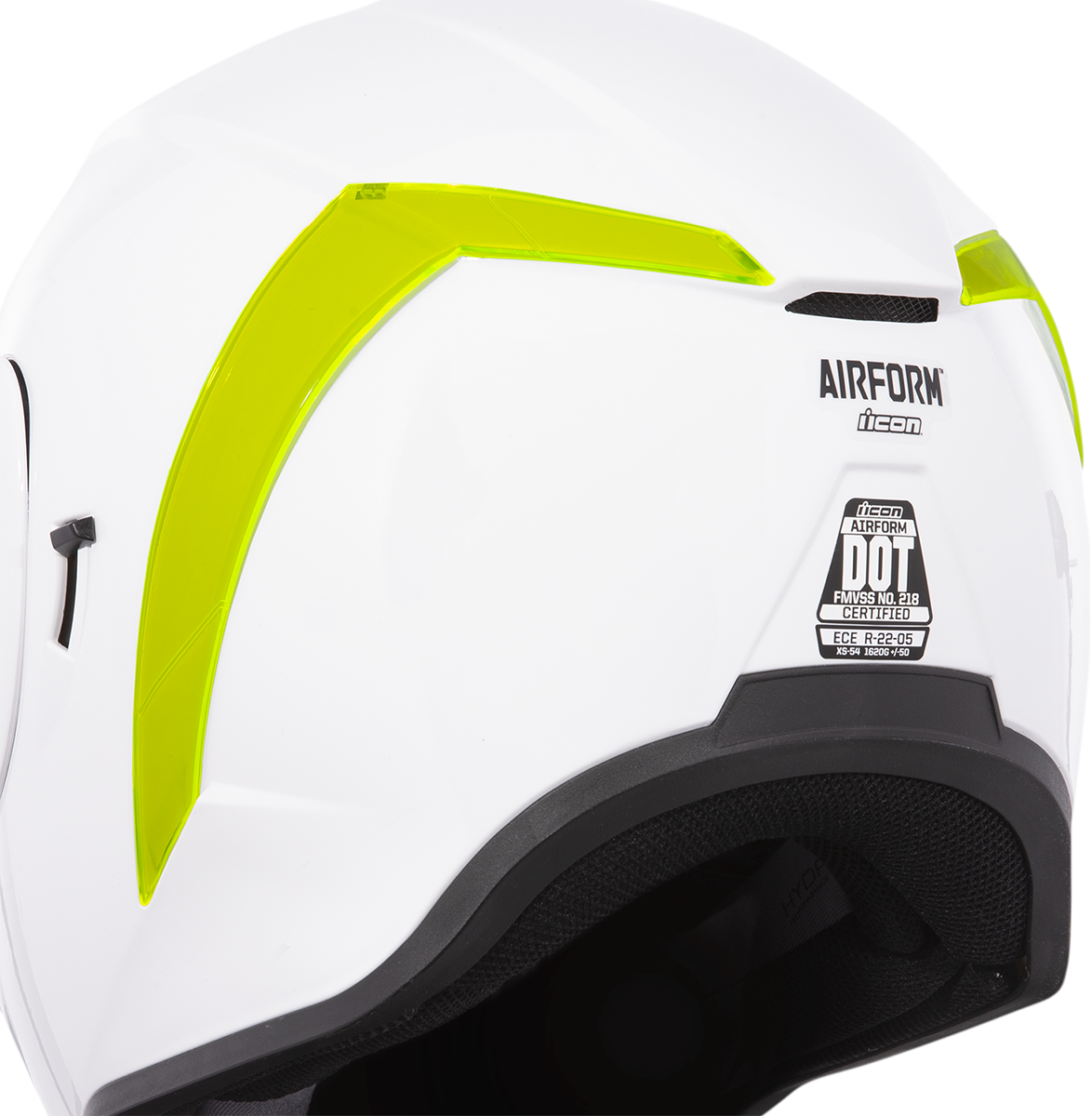 Bill's Exhausts ICON Airform™ Rear Spoiler in Dayglo Green for helmets, showcasing the vibrant, aerodynamic helmet part.