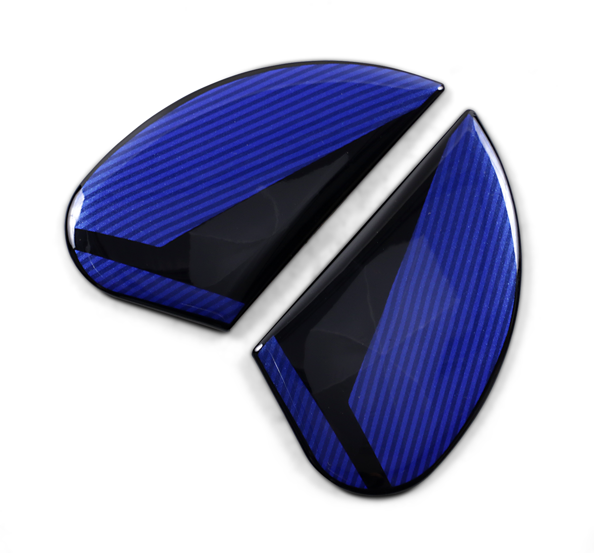 Blue ICON Airform™ Side Plates for Conflux helmet by Bill's Exhausts, featuring sleek design and durable construction.