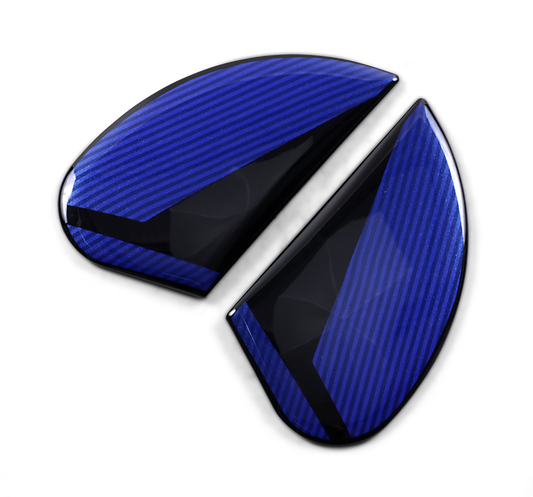 Blue ICON Airform™ Side Plates for Conflux helmet by Bill's Exhausts, featuring sleek design and durable construction.