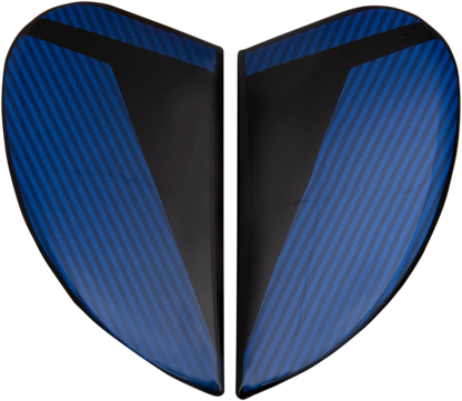 Blue ICON Airform™ Side Plates for Conflux helmets, helmet parts by Bill's Exhausts, featuring sleek blue design and durable construction.