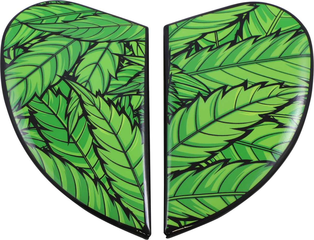 Bill's Exhausts ICON Airform™ Side Plates Ritemind Glow Green helmet parts, featuring vibrant green glow design.