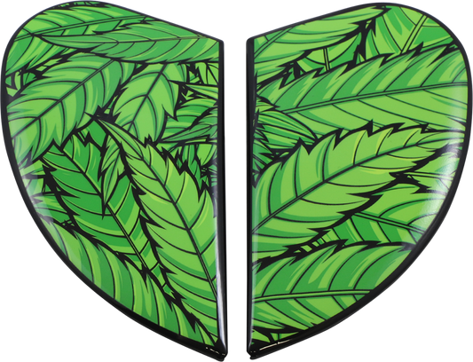 Bill's Exhausts ICON Airform™ Side Plates Ritemind Glow Green helmet parts, featuring vibrant green glow design.