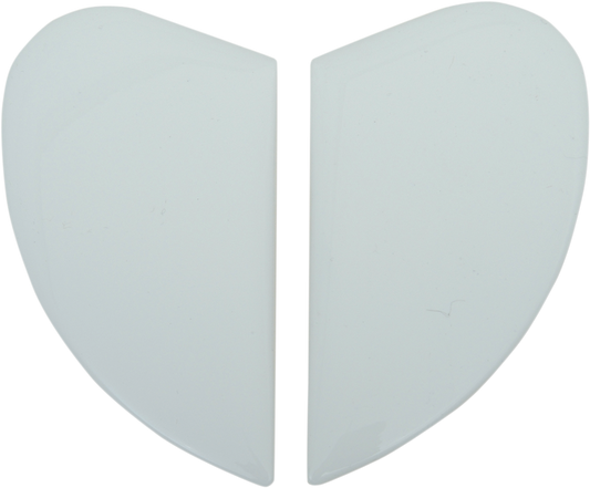 White ICON Airmada, Airframe Pro, or Airform™ helmet side plates by Bill's Exhausts, shown in the image.