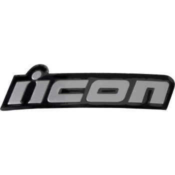 Silver ICON Domain™ metallic badge for helmets, part of Bill's Exhausts helmet accessories collection.