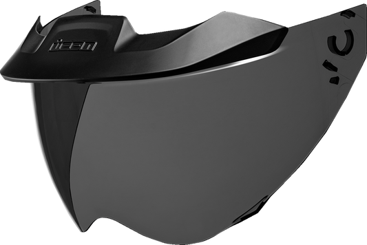 ICON Domain™ MotoShield dark smoke helmet visor from Bill's Exhausts, motorcycle helmet parts with tinted protective shield.