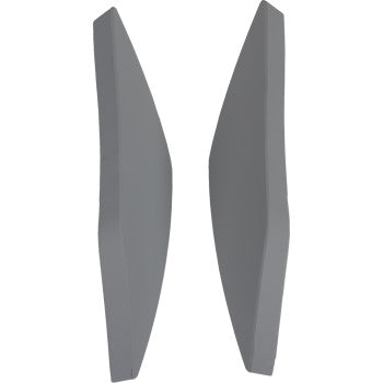 ICON Elsinore™ side covers in Rubatone Gray, helmet parts by Bill's Exhausts, shown on a motorcycle helmet.
