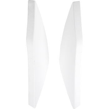 ICON Elsinore™ side covers in Rubatone White, helmet parts by Bill's Exhausts, shown on a motorcycle helmet.