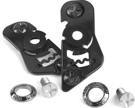 Black ICON Variant Pivot Kit helmet part from Bill's Exhausts, designed for helmet pivot replacement and upgrades.