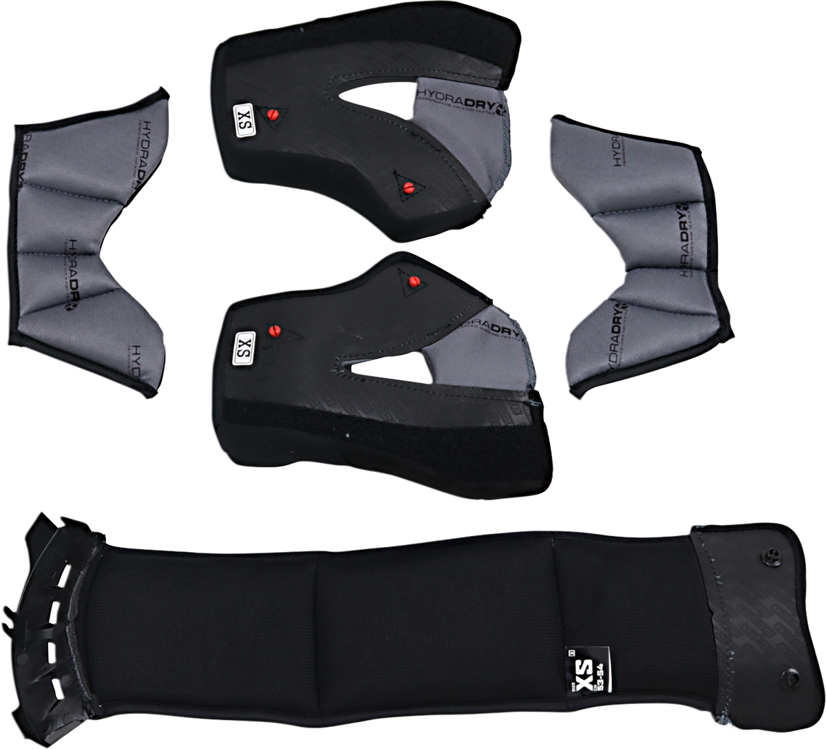 Bill's Exhausts ICON Variant Pro™ helmet interior set for XS/Standard fit, small and tight fit, with padding and lining visible.