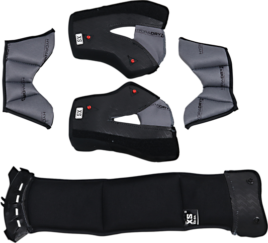 Bill's Exhausts ICON Variant Pro™ helmet interior set for XS/Standard fit, small and tight fit, with padding and lining visible.