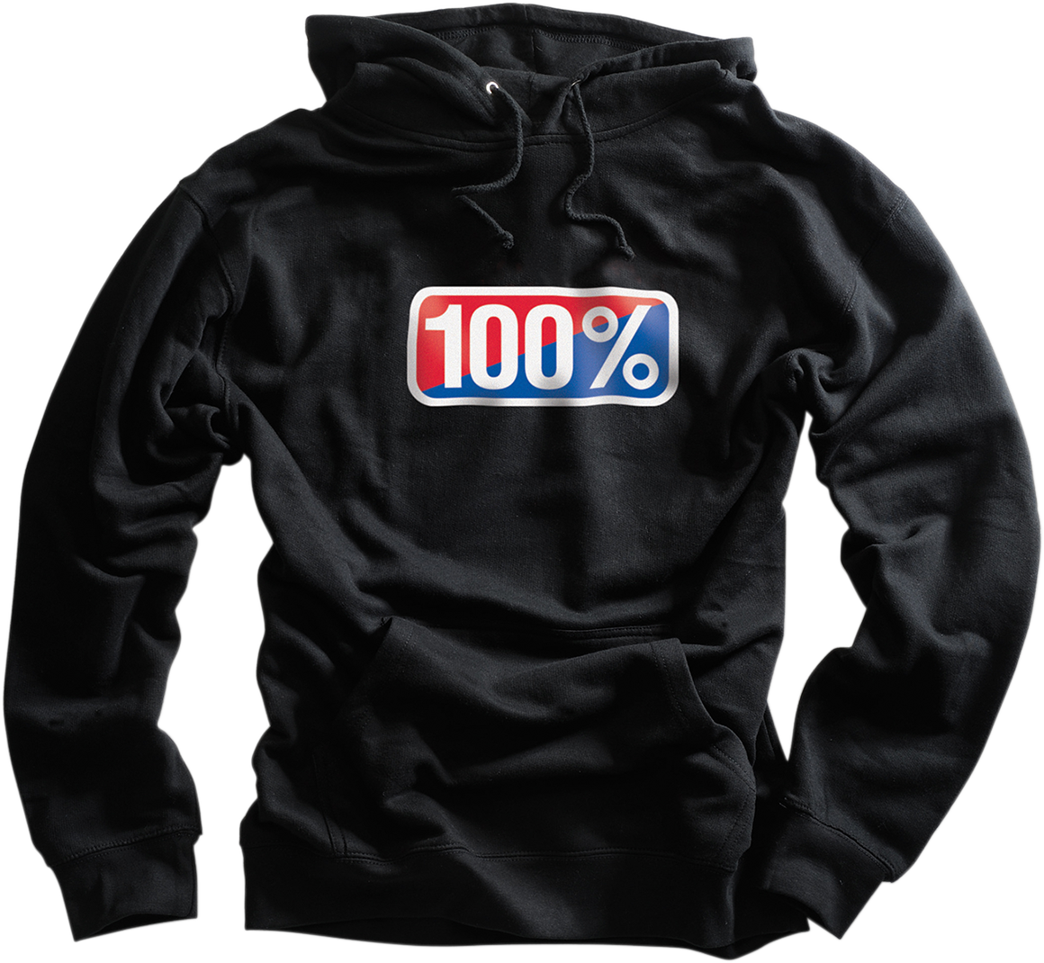 Black 100% Classic Hoodie by Bill's Exhausts in XL, featuring a comfortable fit and casual style, shown on a plain background.