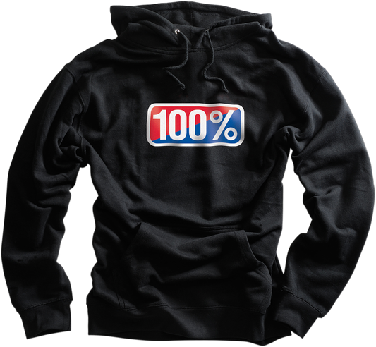 Black 100% Classic Hoodie by Bill's Exhausts in XL, featuring a comfortable fit and casual style, shown on a plain background.